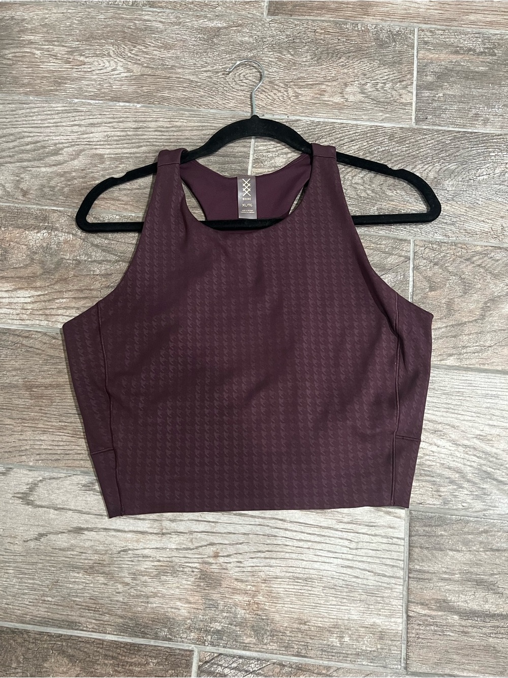 Rhone Mulberry Houndstooth Plum Ribbed Crop Workout Athletic Tank/ Bra XL - Picture 6 of 8